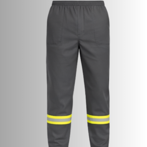 Calça brim total elástico com faixa refletiva