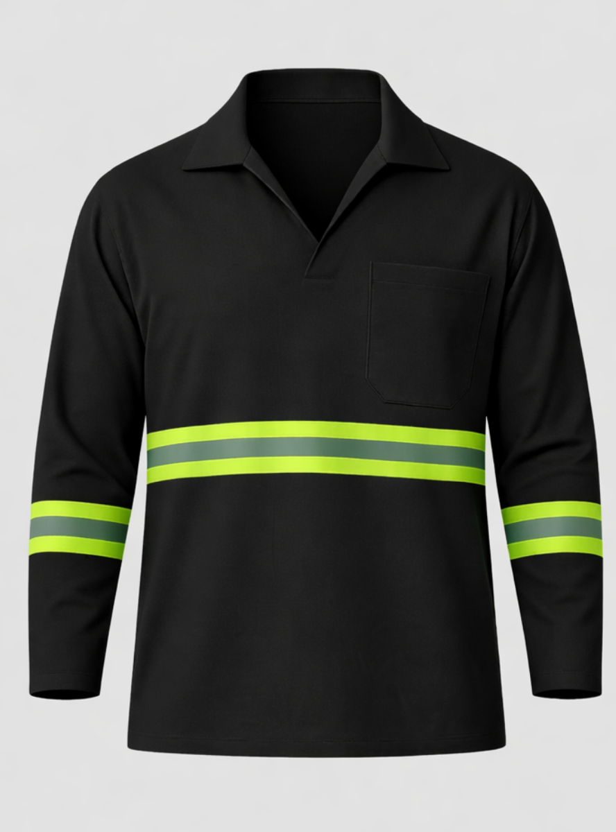 Camisa de Brim Manga Longa com Faixa Refletiva Personalizada