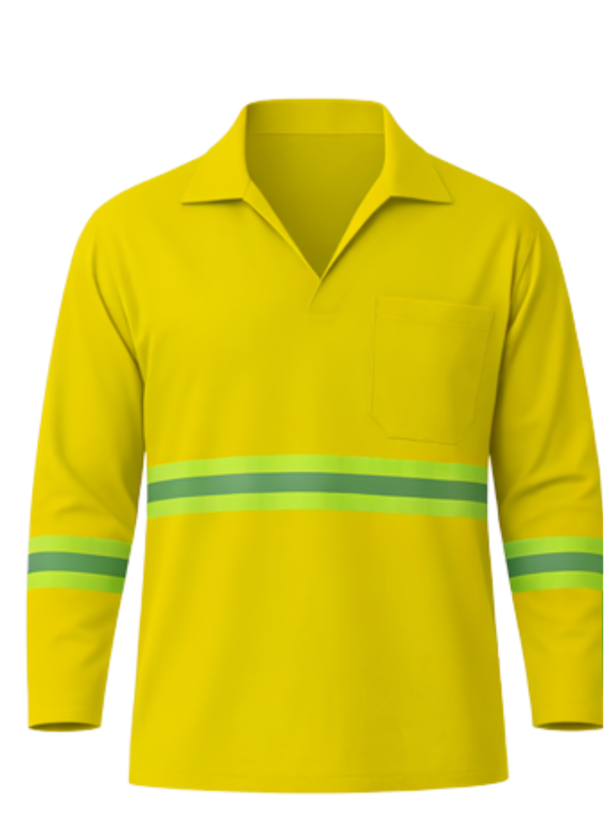 Camisa de Brim Manga Longa com Faixa Refletiva Personalizada